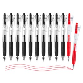 M&G 12 Pcs Gel Pens Retractable Gel Pens Fine Point (0.5mm) Rollerball Pens for Smooth Writing (10 Black + 2 Red)