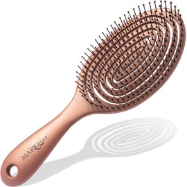 marQus Hair Brush without Pulling with Unique Double Spiral Spring and More Bristles for Optimal Pressure Distribution and Care, Detangling Brush for All Hair Types, Pack of 1, Metallic Rose Gold