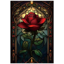 Great Jigsaw Puzzle for Adults, 300 Pieces, Stained Glass Rose Jigsaw Puzzles for Adults, Toy, Gift, Family Decoration, Kids Puzzle