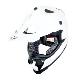1Storm Adult Motocross Helmet ATV Dirt Bike BMX MX Downhill Mountain Helmet Track Style JH601; Glossy White