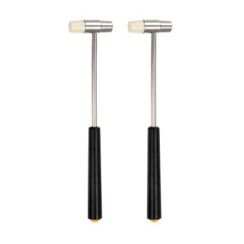 sourcing map 2pcs Double Face Small Plastic Metal Hammer 7" Round Dual Head Multifunctional Mallet with Soft/Hard Tips for Jewelry Watch Handcraft