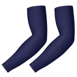 HDE Arm Sleeves for Men Women, Compression Sleeve Arm UV Protection Basketball Baseball Football Navy Blue - S