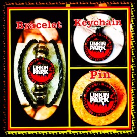 LINKIN PARK  CASTLE OF GLASS  SET OF THREE  KEYCHAIN BRACELET PIN