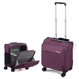 Hanke 16 Inch Underseat Carry On Luggage with Wheels Softside Airline Approved Small Rolling Suitcase Lightweight Square Tsa Luggage Travel Bag for Men Women(Purple)