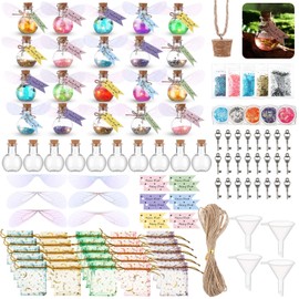 Jinei 262 Pieces Mystery Potion Craft Kit with 24 Magic Witch Potion Bottles Fairy Wing DIY Magic Fairy Bottle Set for Christmas Decorations Birthday Creative Gift Filling Supplies
