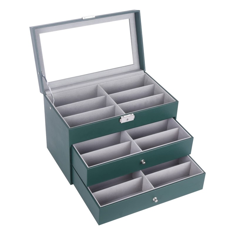 AUTOARK Leather 18 Piece Eyeglasses Storage and Sunglass Glasses Display