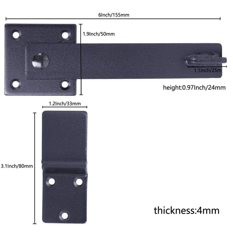 5.5" Barn Door Flip Latch Farm Gate Latch, Matte Black,