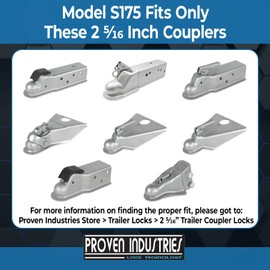Proven Locks Model S175: Trailer Hitch Lock,2 5/16-inch Trailer Hitch Lock, Fits Select 2 5/16- inch Couplers (2 5/16- Inch)