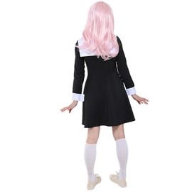 Coskidz Women's Fujiwara Chika Shinomiya Kaguya Cosplay Costume School Uniform Dress with Headwear Bow Tie for 2 Characters (L, black)