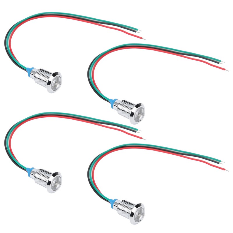 4 Sets PreWired Round LEDs Waterproof 2Color Indicator Light Common