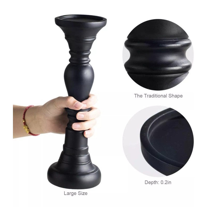 Home Decor Resin Pillar Candle Holders Set of 3 7.9",
