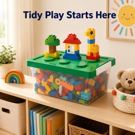 Building Blocks Storage Box for Kids - Transparent Stackable Organizer with Lid for Playrooms, Bedrooms & Classrooms