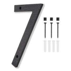 PATIKIL 8 Inch House Numbers, House Address Number Plate, Large Floating Modern House Number with Screws for Exterior Door Wall Street, Black, 7
