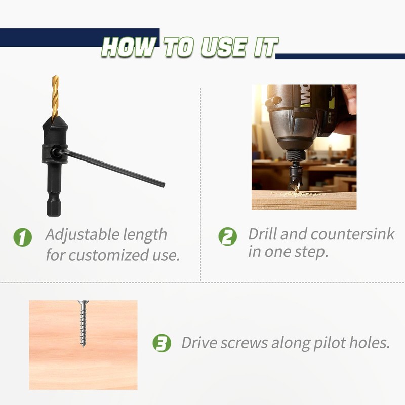 Litorange 10 PCS Countersink Drill Bit Set, Counter Sink Drill