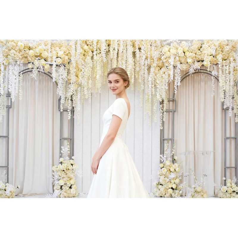 XMJJKUF White Flower Photography Background 10x8ft Arch Wedding Flowers Wall
