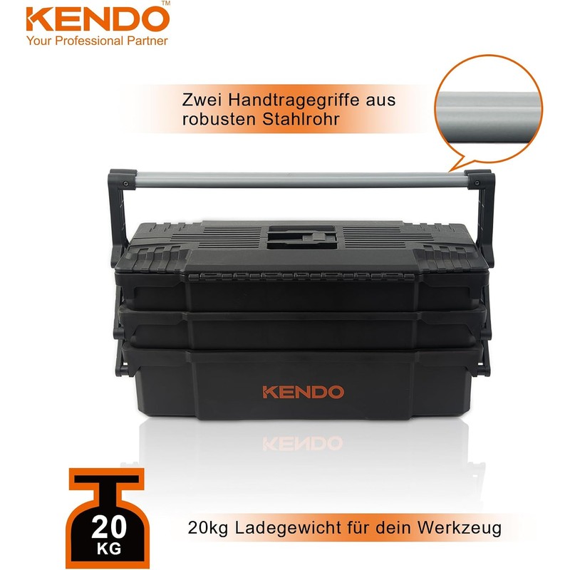KENDO Caja de herramientas vacía de plástico ligera y extremadamente