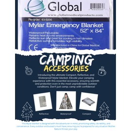 Global Medical Sales Supply Emergency Mylar Thermal Blanket | Survival Space Fire Blanket for Outdoor Adventures, Marathons, First Aid | Waterproof & Windproof | Ideal for Camping & Hiking
