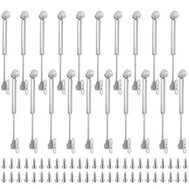 HAKZEON 20 Pack Hydraulic Support Cabinet Hinge, 100N / 22.5LB Gas Strut for Cabinets with 100 Mounting Screws Door Lift Support Gas Spring Kitchen Cupboard Cabinet Hinges, Silver