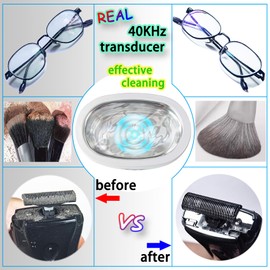 Jewelry Cleaner, Eyeglasses Cleaner, 600ml Silver Jewelry Cleaner with Degas Function, Cosmetic Brush and Watch Cleaner in 5 Time Mode, 110V30W Necklace and Ring Cleaner 40KHz 20oz