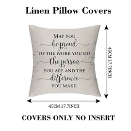 Morges " May You Be Proud of the Work You Do Pillow Covers, Leaving Gifts Appreciation Gifts for Colleagues, Family Office Room Decor, Family Cotton Linen Cushion Cover for Sofa Couch Bed 18" x 18"