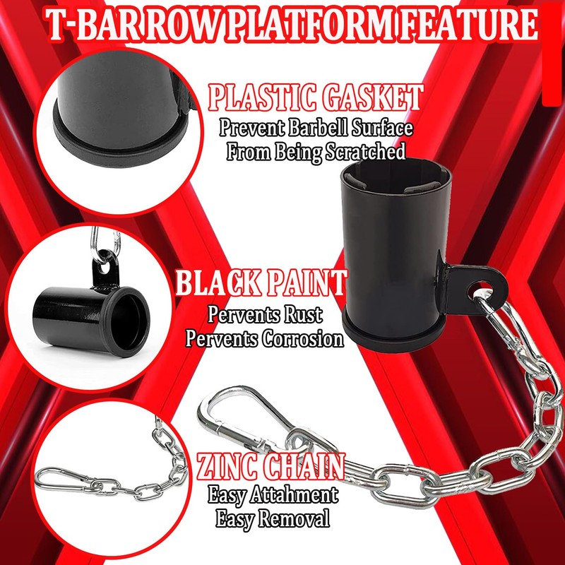 T-bar Row Platform with Chain Full 360°Swivel Eyelet Landmine Attachment