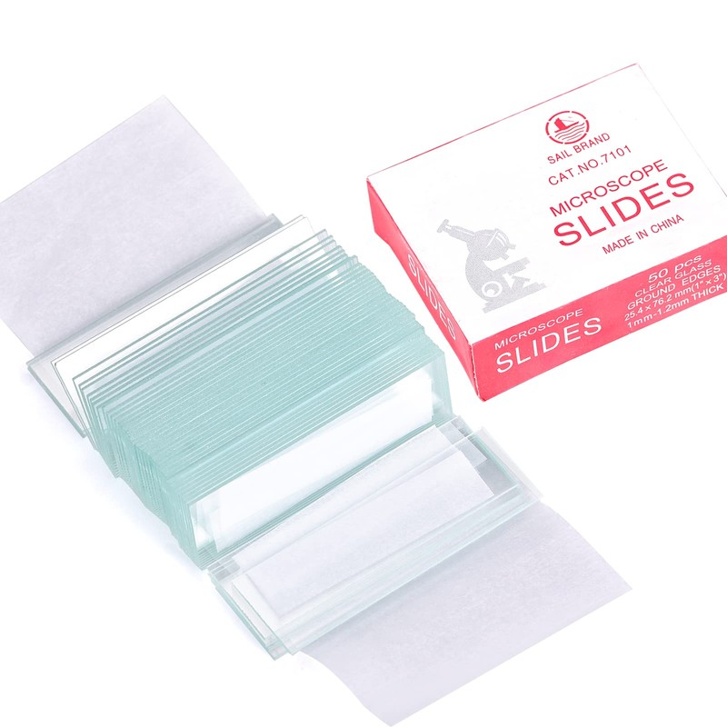 HATANSE Pack of 50 Pre-Cleaned Microscope Slides and 100 Microscope
