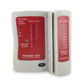 MIYAKO USA Network Cable Tester Test Tool Straight, Crossover, Cat 5e UTP/STP RJ-11, RJ-12, RJ-45 LAN Wire Ethernet Professional Use - Made with Super Strong PVC Housing (23-N60)