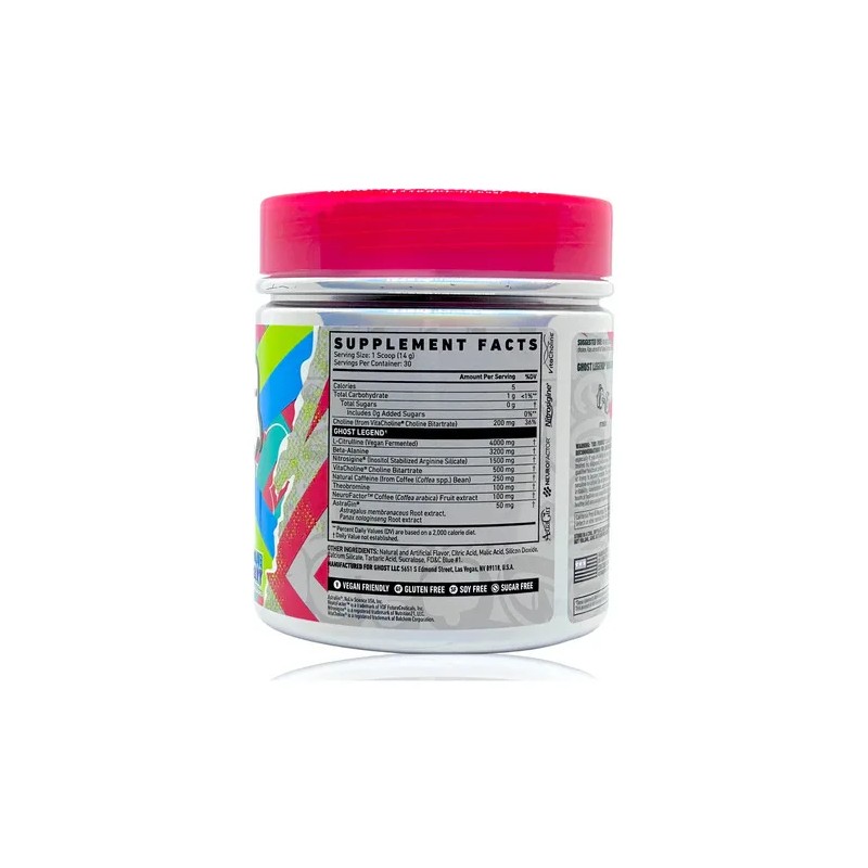 Preentreno Legend Blue Raspberry 30 Serv Ghost. Sabor Mora azul