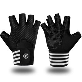 BIKINGMOREOK Training Gloves Breathable Fitness Gloves Crossfit Sports Gym Gloves for Yoga, Running, Rowing, Non-Slip Durable Strength Training Weight Lifting Gloves Men Women Black, M