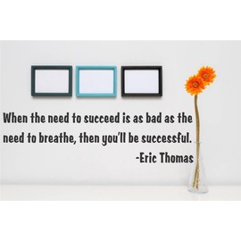 Decal - Vinyl Wall Sticker When The Need to Succeed is As Bad As The Need to Breathe, Then You'll Be Successful. - Eric Thomas Quote Home Decor - 22 Colors Available Size 8 Inches X 20 Inches