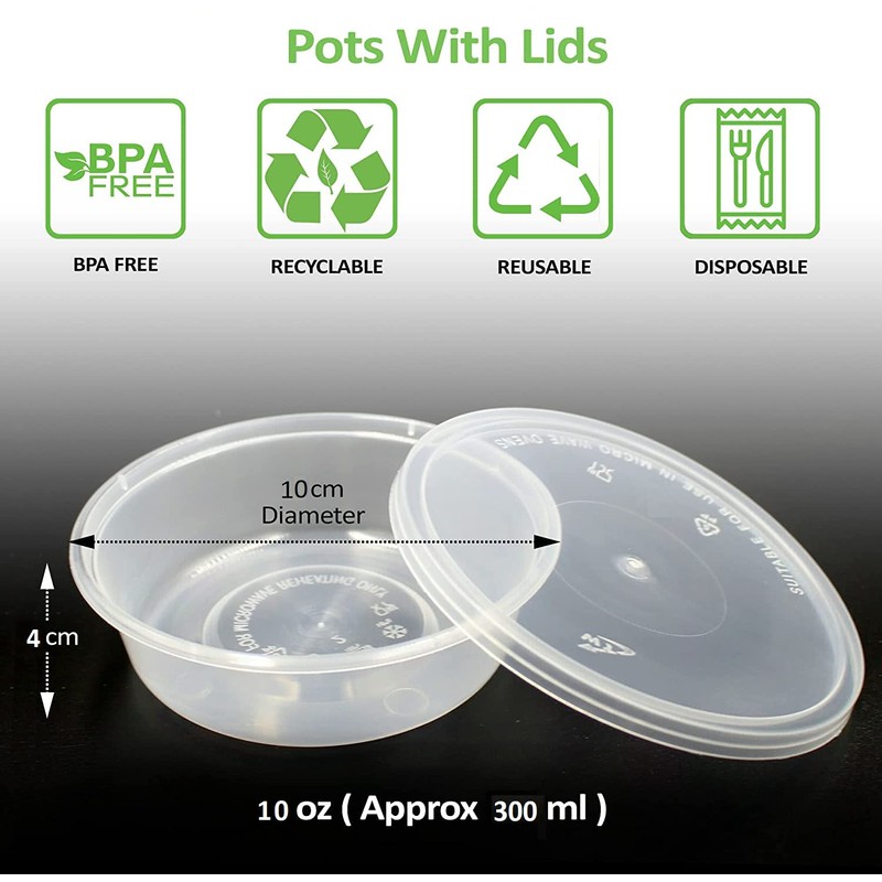Sabco - 10oz Clear Round Plastic Takeaway Sauce Pots With