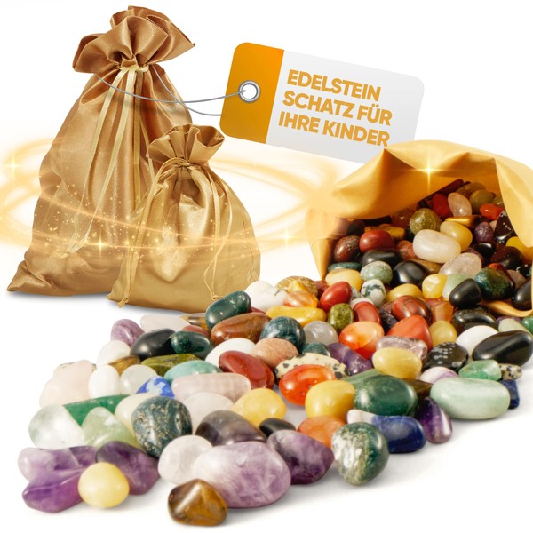 Colourful Gemstone Mix for Children, 100 Pieces Tumbled Stones for