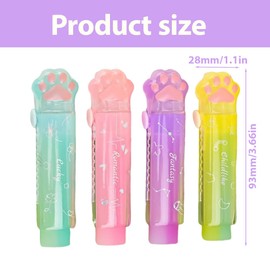 NHQZ Pack of 4 Retractable Erasers - Meow Eraser for Pencils and Crayons, Cat Paw Shaped Eraser, Nice Gift Idea