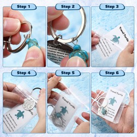 Sureio 20 Sets Travel Turtle Keychain Inspirational Turtle Wherever You May Wander Good Luck Charm Gifts for Family Friend (Blue Green)