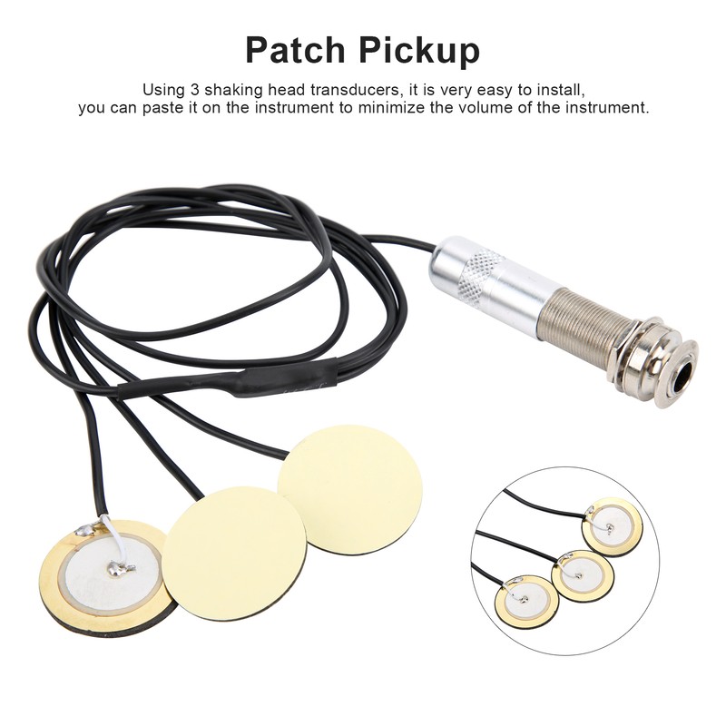 Guitar Pickup Avoid Trepanning SelfAdhesive Piezo Transducer for Acoustic Ukulele(Black