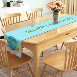 Nepnuser Earth Day Table Runner 72 Inches Long for Earth Day Party Decoration Environmental Protection School Classroom Home Decor