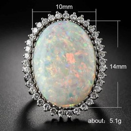 Luxury Fashion Exaggerated Opal Ring in Sterling Silver Cushion Cut 4 Carat Zircon Diamond Eternal Love Collection Anniversary Promise Ring Engagement Women's Wedding Ring 532 (9)