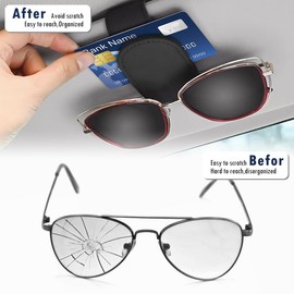 OneNine Glasses Holder for Car, Pack of 2 Magnetic Sunglasses Holder Car, Glasses Holder Car, Universal Leather Sunglasses Holder for Car Visor Accessories, Ticket Clip