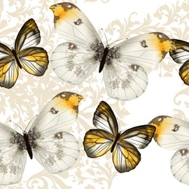 ReWallpaper Butterfly Wallpaper Stick and Peel White and Gold 17.5inx10ft Self Adhesive Wallpaper for Kids Room Girls Bedroom Nursery Cute Contact Paper Boho Chic Whimsical Wall Murals for Living Room