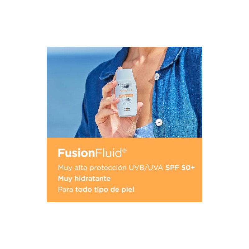 Isdin Fotoprotector Fusion Fluid Spf 50+, Protector Solar Facial, Innovadora
