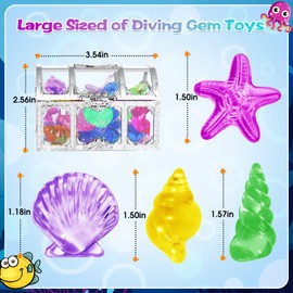 YEAMLTE Gemstones for Children, Diving Jewels for Children, 36 Ocean Colourful Diamonds with 2 Treasure Chest, Pool Diving Toy Children, Underwater Gemstone for Pool Parties, Beach Games, Treasure