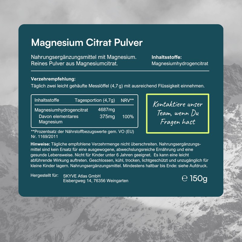 MGX NEU MGX? Magnesium Citrat Pulver [150g] - Pures Magnesiumcitrat