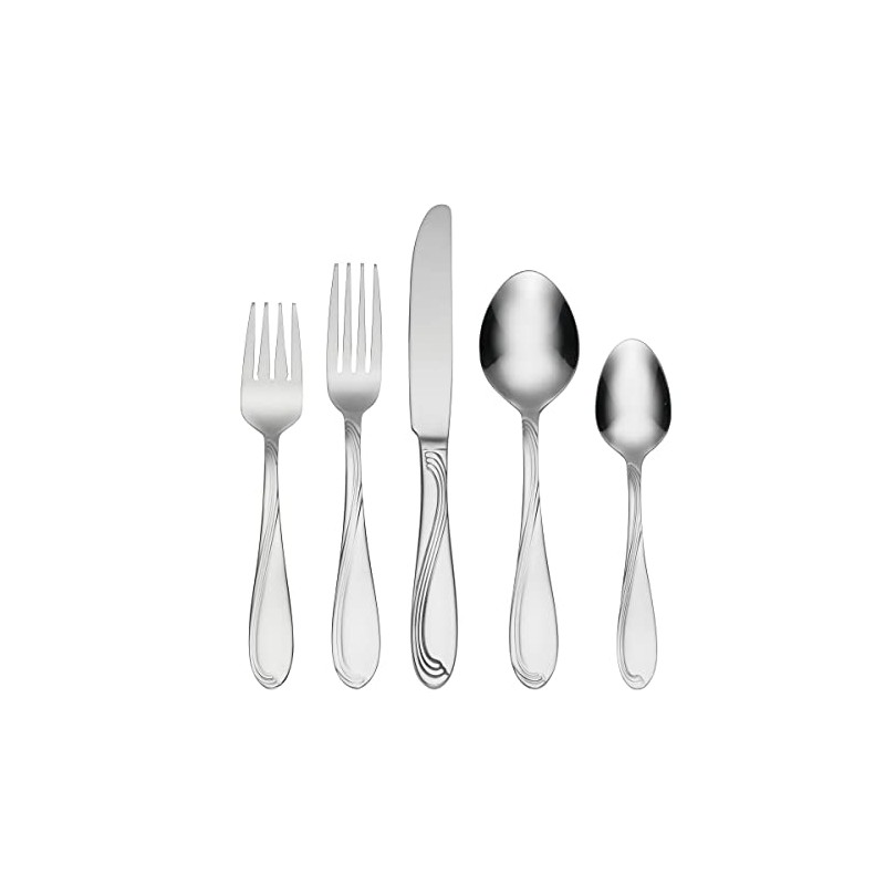 Oneida Cresta 90 Piece Everyday Flatware Set, 9.40 LB, Metallic