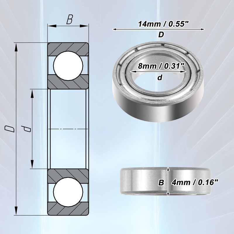 ACROPIX 10pcs Double Metal Shield MR148ZZ Single Row Deep Groove