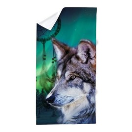 CafePress Dream Catcher Northern Light Wolf Large Beach Towel, Soft Towel with Unique Design