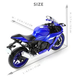Risopen 1:12 Motorcycle Model Toy for Yamaha YZF-R1 1000R Metal Die-cast with Plastic Motorcycle Model No Assembly Required Mini Finished Moto Gift for Adult（Blue）