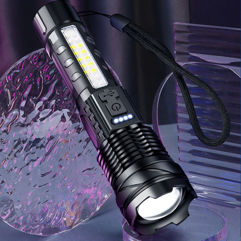 Dual Light Source Flashlight Portable High Brightness Light Outdoor Telescopic