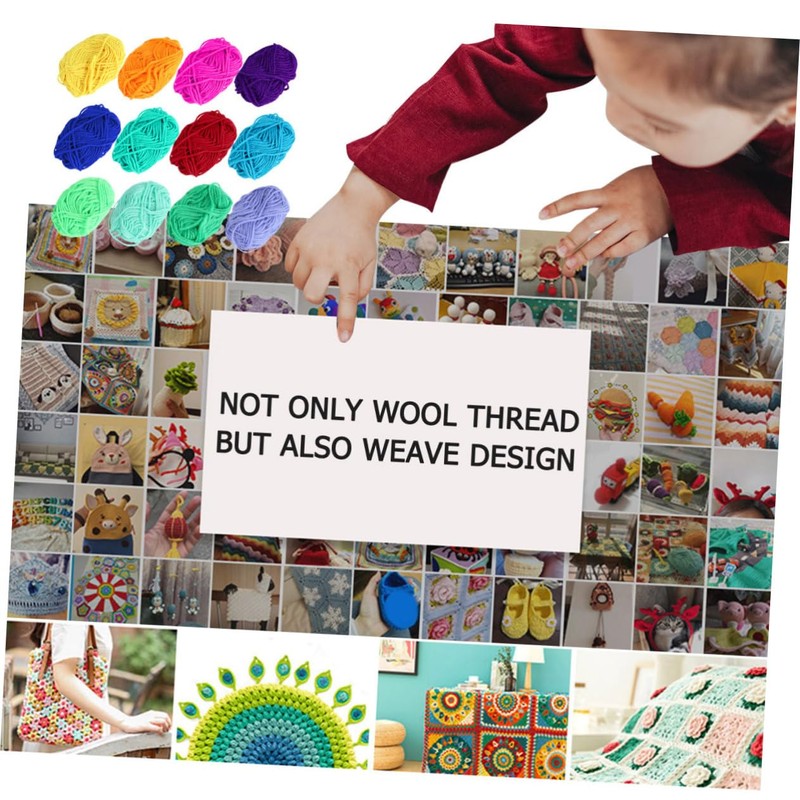 Gadpiparty 12Pcs Handmade Knitting Wool Yarn Soft Durable DIY Crafting