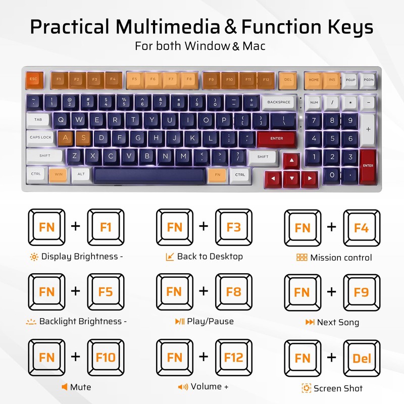 LTC NB981 Nimbleback 98 Keys Wired Mechanical Keyboard, 96% Gaming