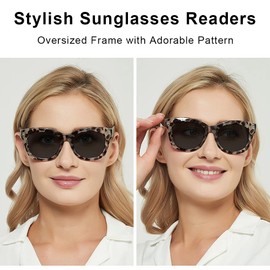 JiSoo Reader Sunglasses Women Men for Sun, Oversized Reading Sunglasses for Women 2.5,Not Bifocal, Demi Gray